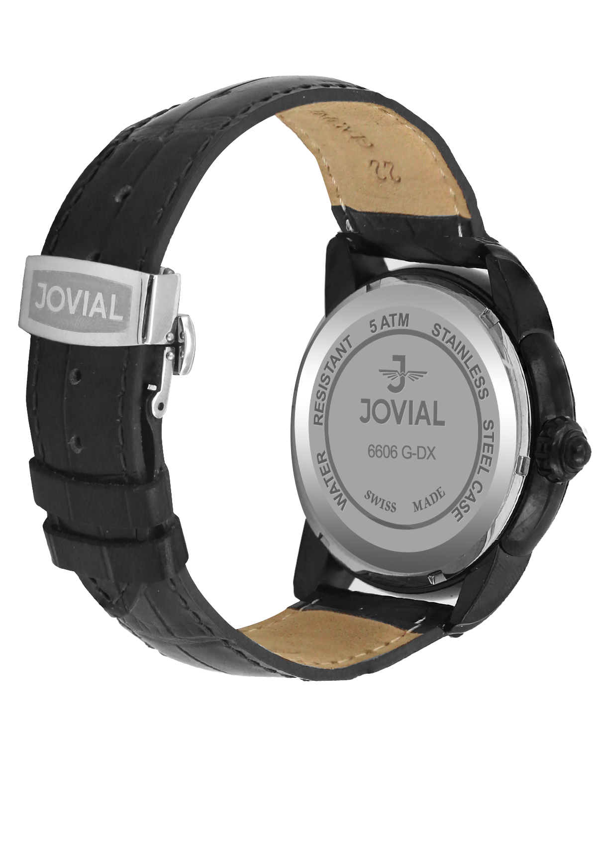 A Classic JOVIAL watch 6606GBLQ 13 Gents Black (Black) 44mm Genuine Leather